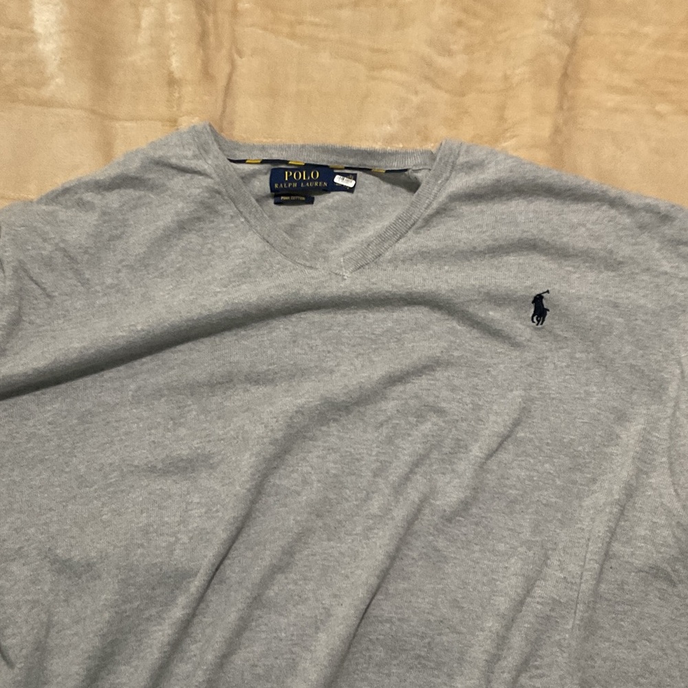 Polo by Ralph Lauren Gray V-Neck Sweater